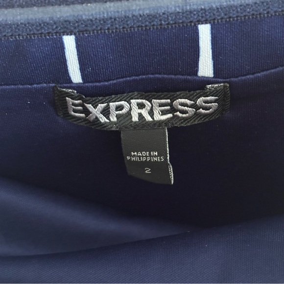 Express Navy Floral Checkered Strapless Bodycon Dress Size 2 - Picture 5 of 6